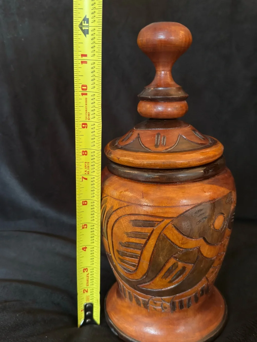Handcrafted Wooden Decorative Jar in Warm Brown
